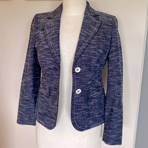 Nice Ann Taylor blue white cotton blend blazer, 0P